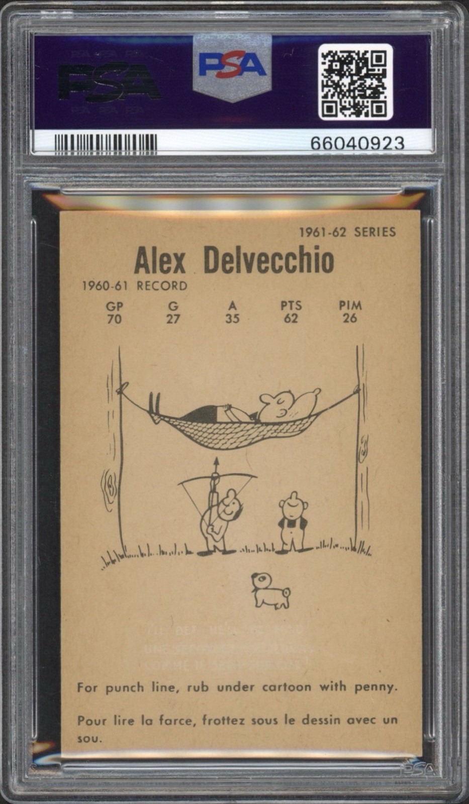 1961 Parkhurst Alex Delvecchio #25 PSA 5 Excellent HOF Detroit Red Wings