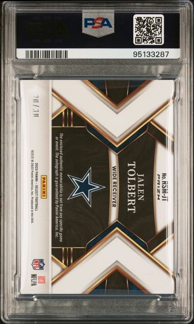 2022 Select FOTL Jalen Tolbert Orange Pulsar Nameplate RPA 20/30 PSA 10 POP 2