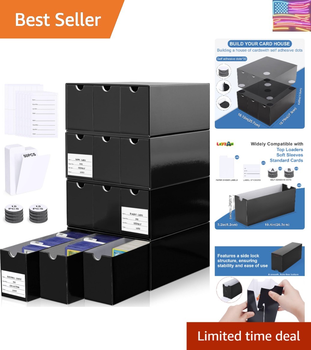 Trading Card Storage Box 12 Drawers Cardboard Organizer with Dividers for top…