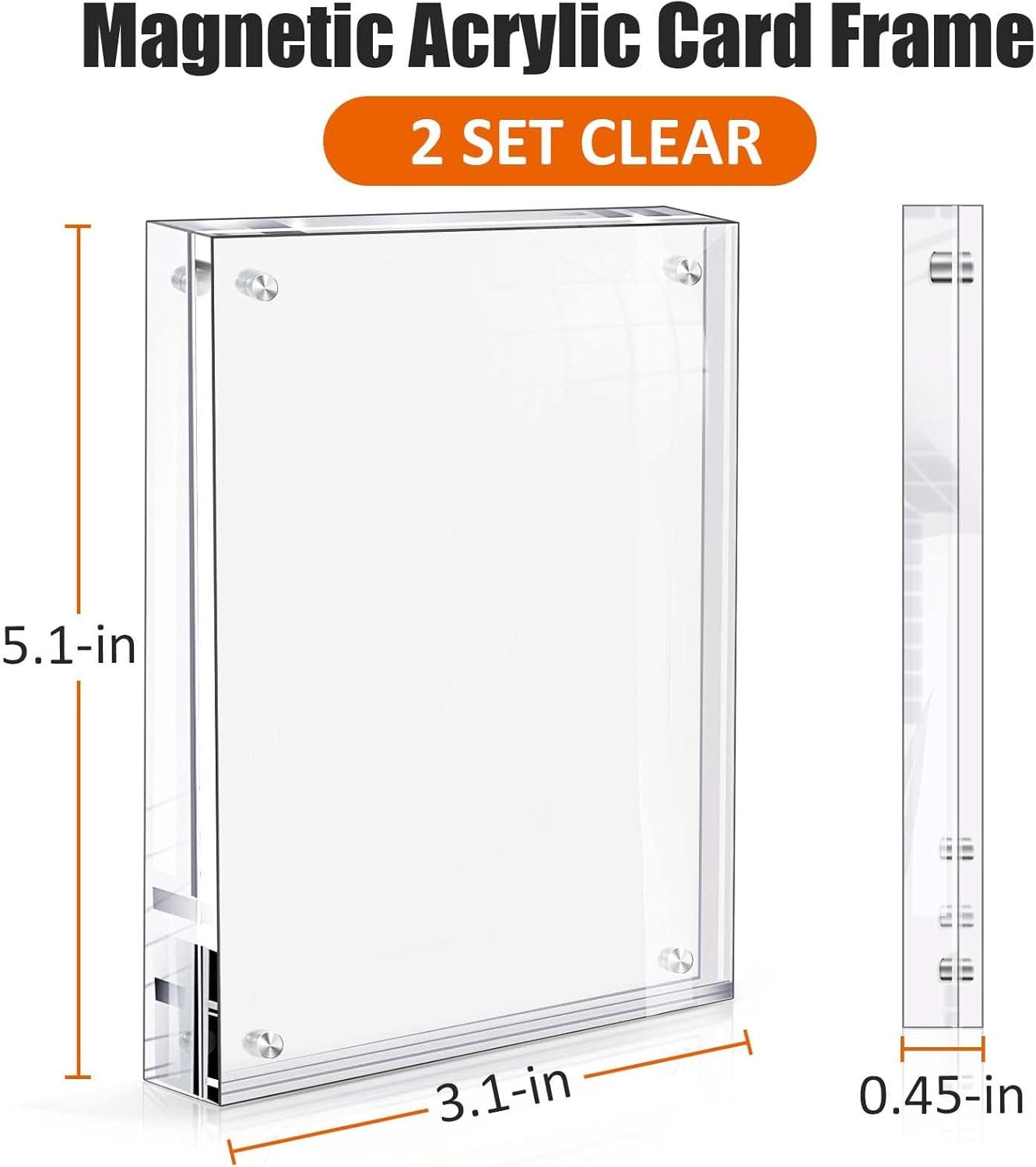 Acrylic Card Frame, Magnetic Trading Card Display Frames Desktop Display -2 Sets