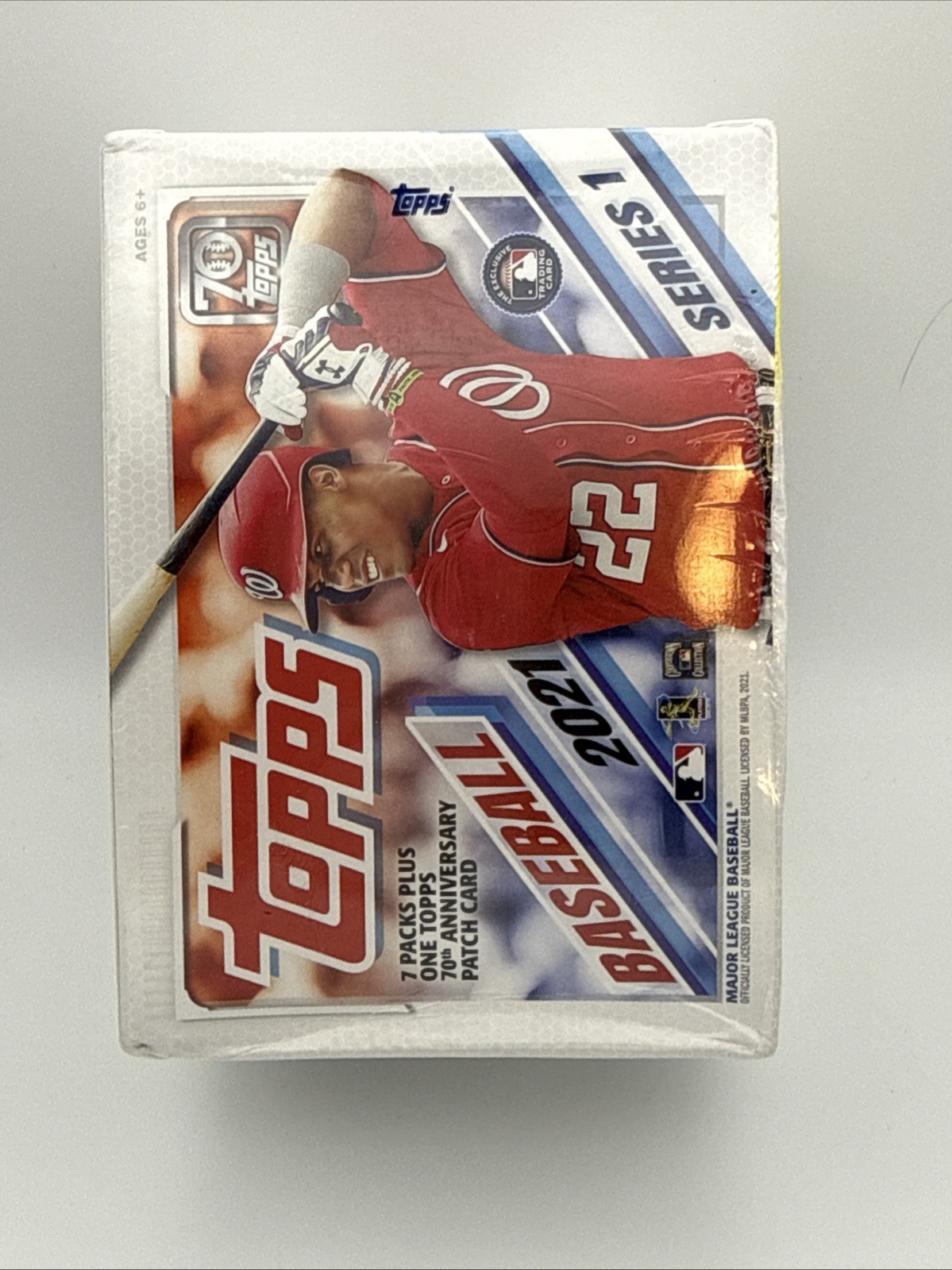 Factory Sealed 7 Pack Blaster Box 2021 Topps Series 1 Baseball Cards with Patch