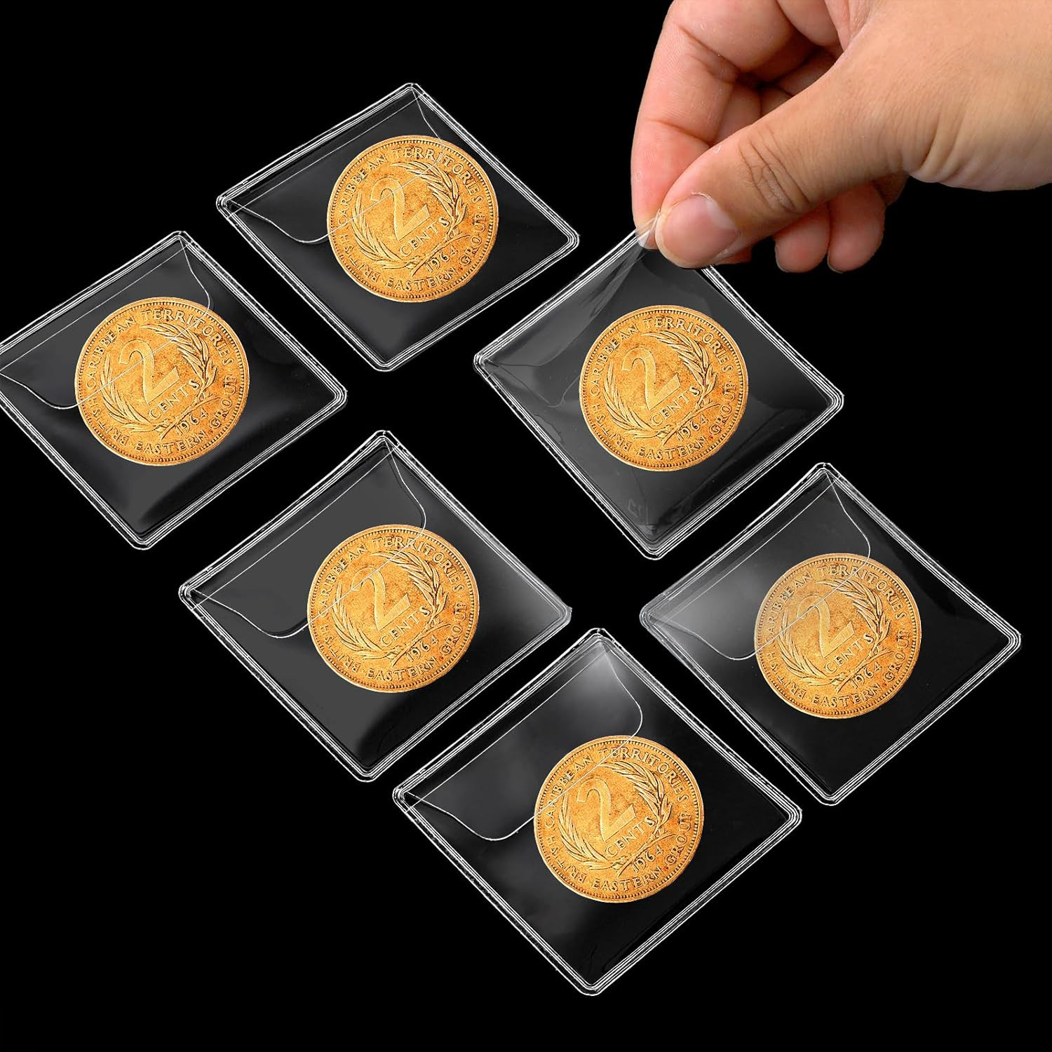 200 Pack Single Pocket Coin Sleeves for Collectors, 2 x 2 Inch Clear PVC Coin…