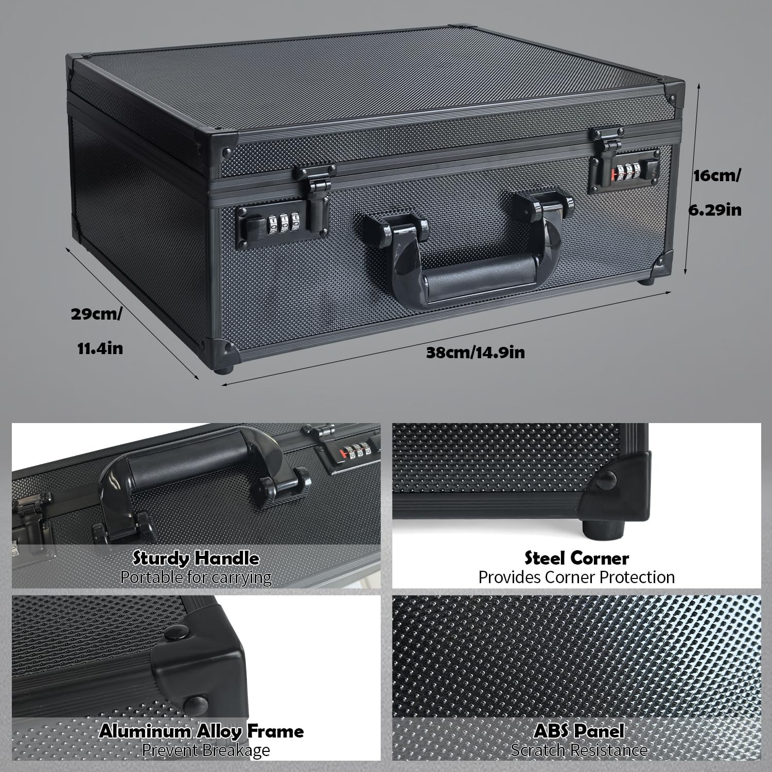 Toploader Card Storage Box for 3’’ X 4’’ 35pt Rigid Cards, Combination Lock S…