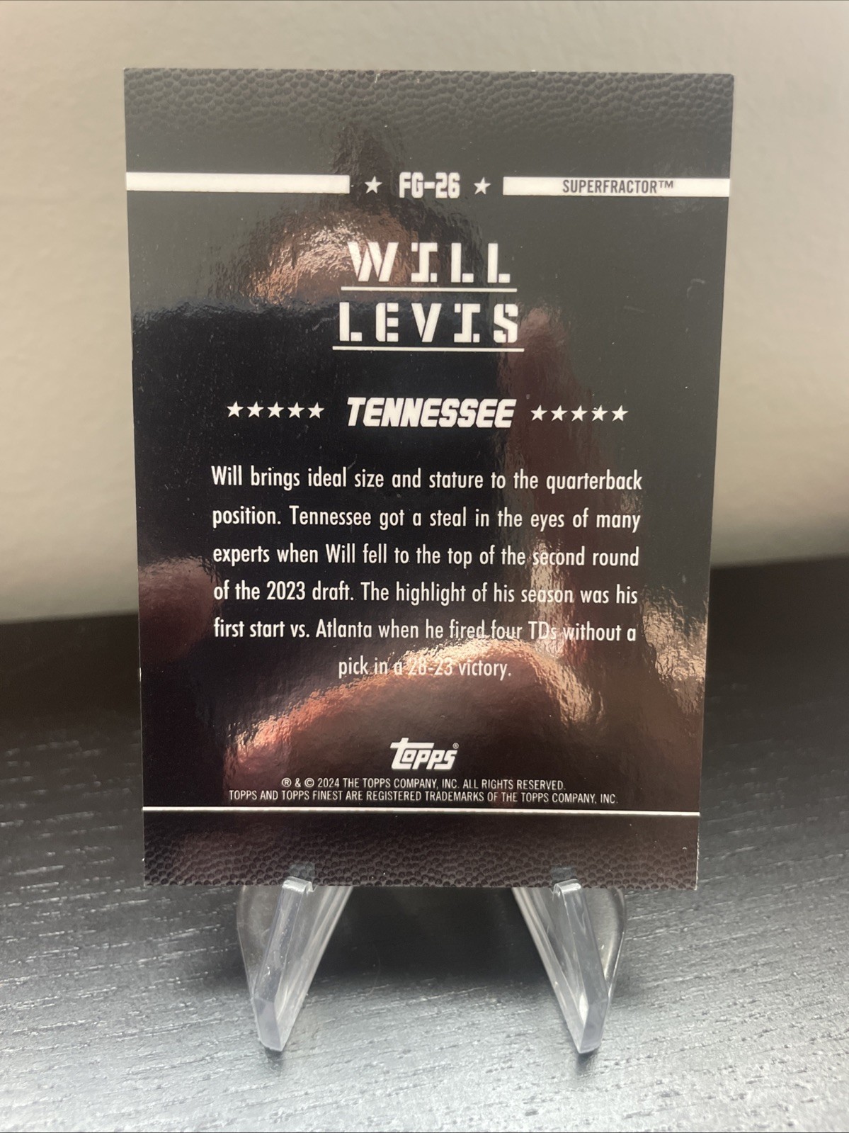 2024 Topps Finest Field Generals Will Levis SuperFractor 1/1 FG-26 Titans