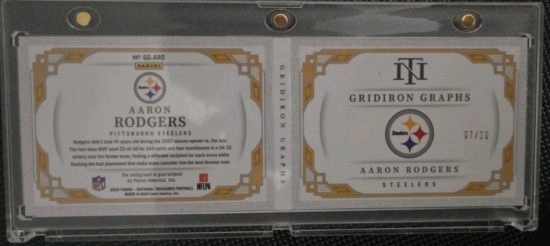 2025 National Treasures Gridiron Graphs Aaron Rodgers GG-ARO Auto 07/10