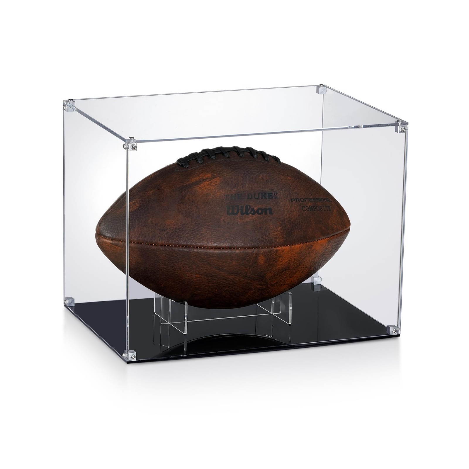 Clear Acrylic Football Display Case Assembly Memory Box Memorabilia 12x8x9 In