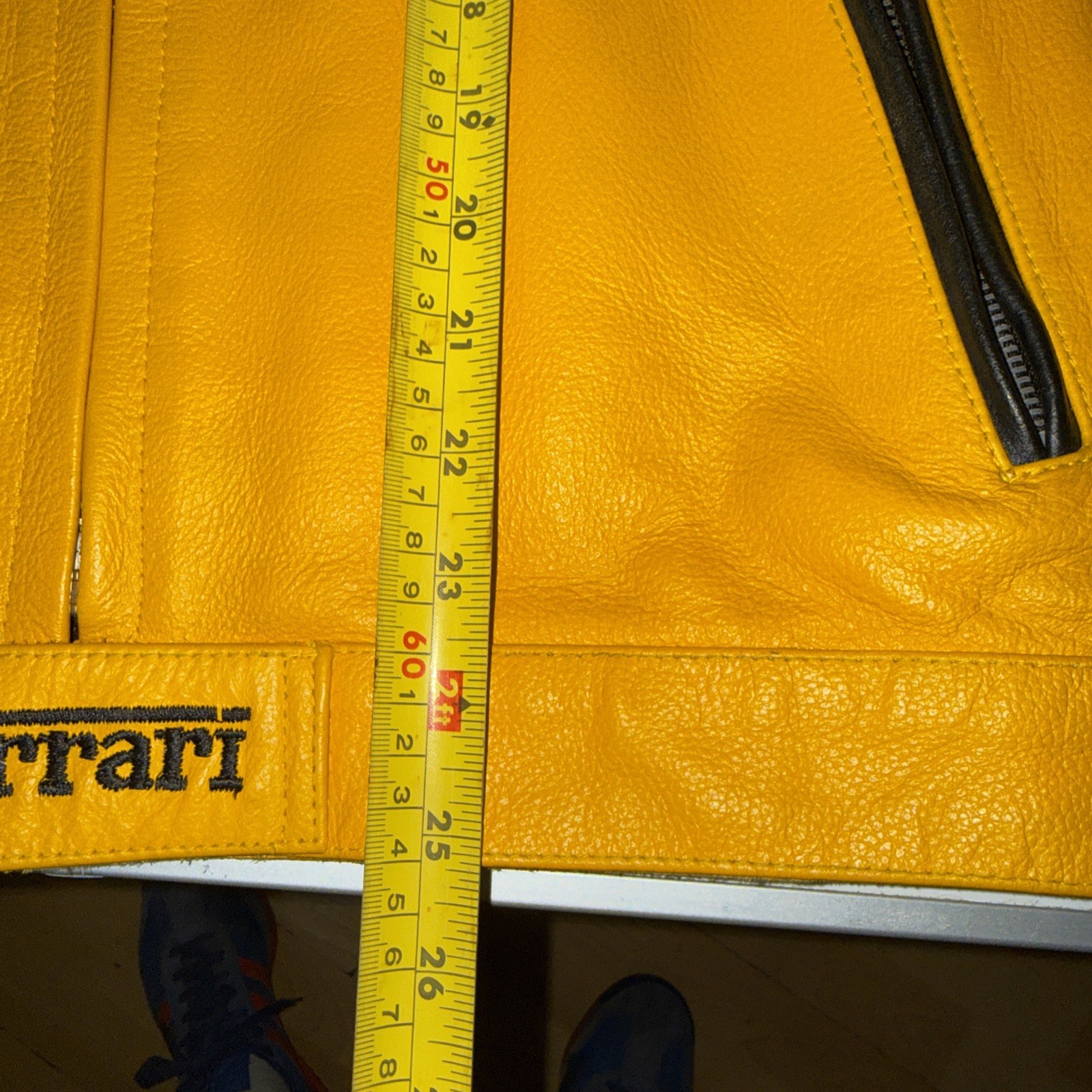 Vintage Michael Schumacher Ferrari Leather Jacket Mens Size large Yellow Black