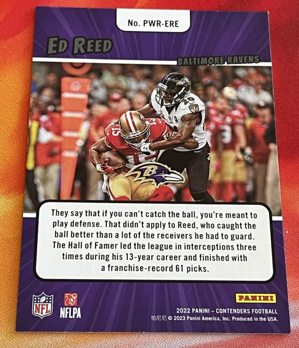 2022 Panini Contenders – Power Players – Emerald – Ed Reed – #PWR-ERE