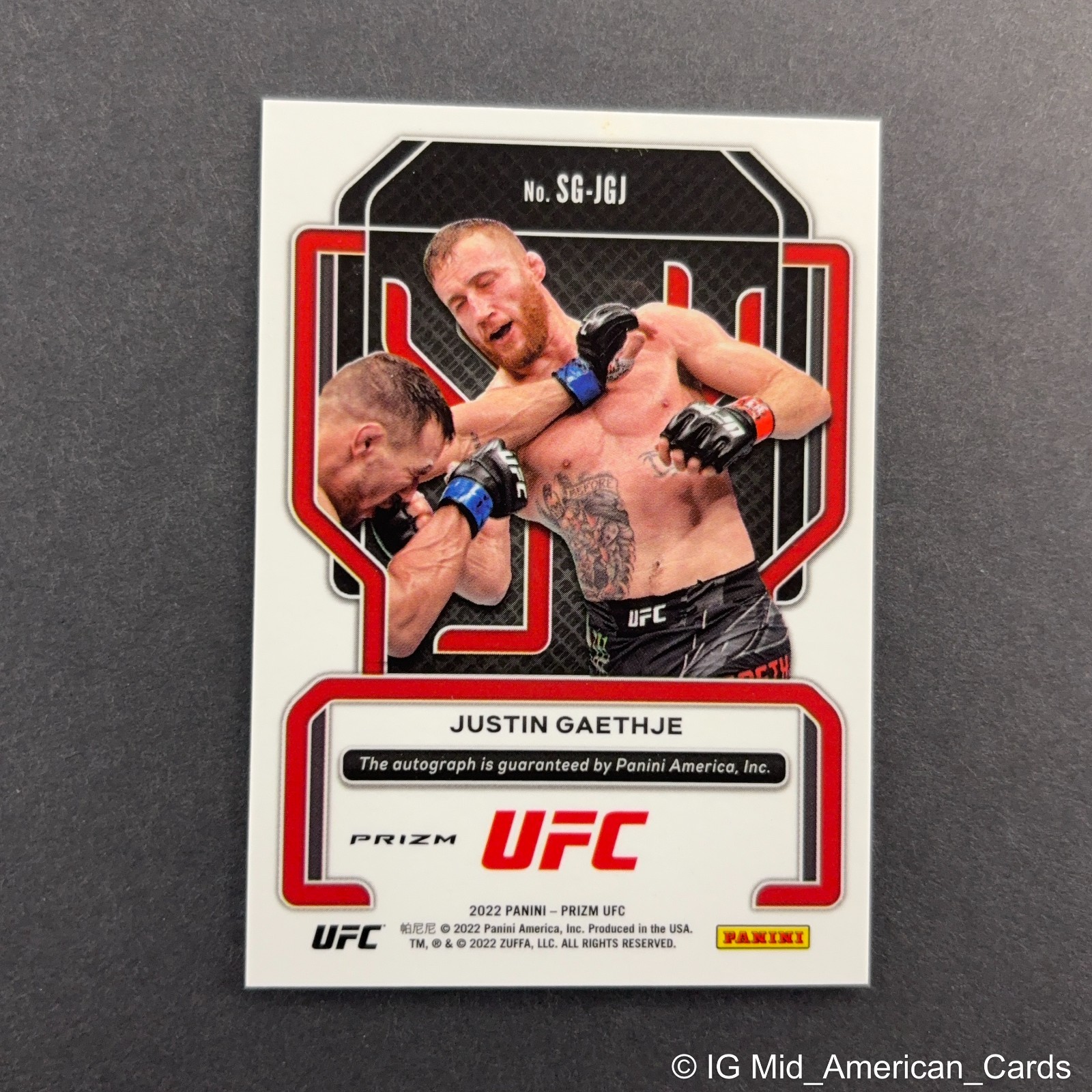 2022 Panini Prizm Justin Gaethje Auto Silver Prizm #SG-JGJ CHAMP