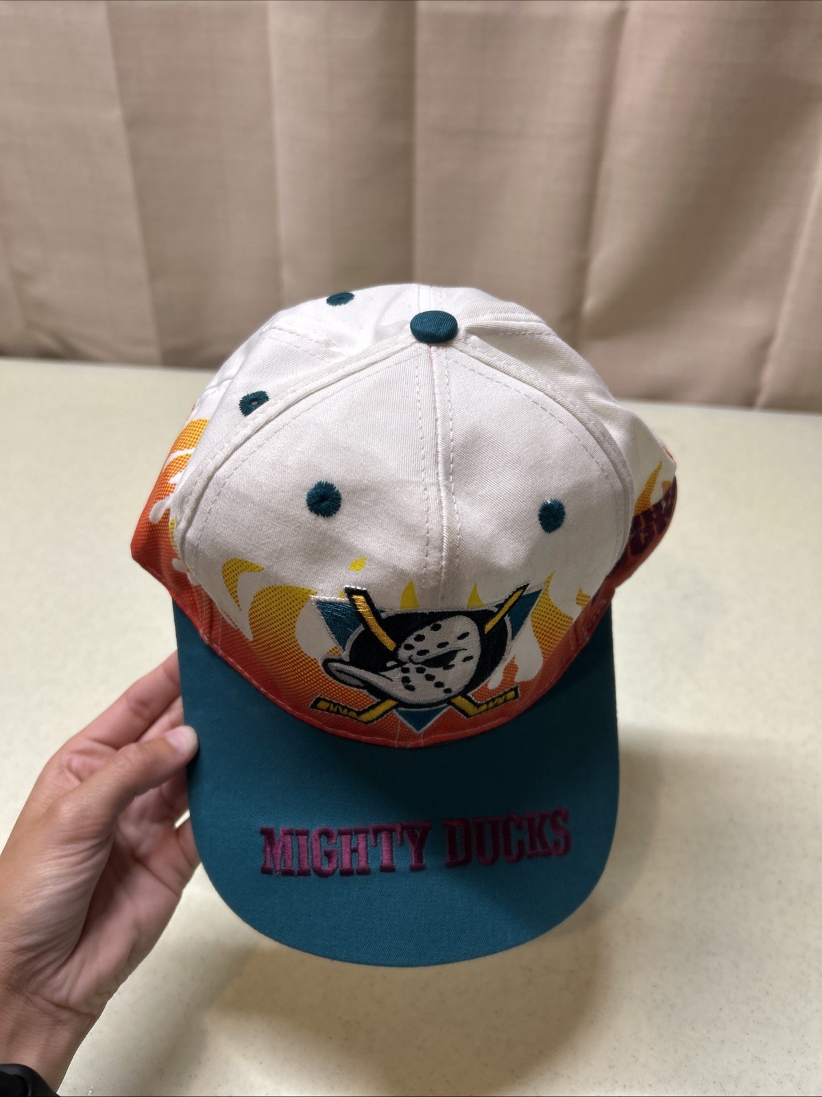 Mighty Ducks Flames Fire Cap NHL One Size Fits All SnapBack