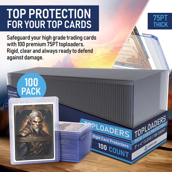 100 Premium 75PT Top Loaders for Cards Hard Card Sleeves Baseball Card Protector