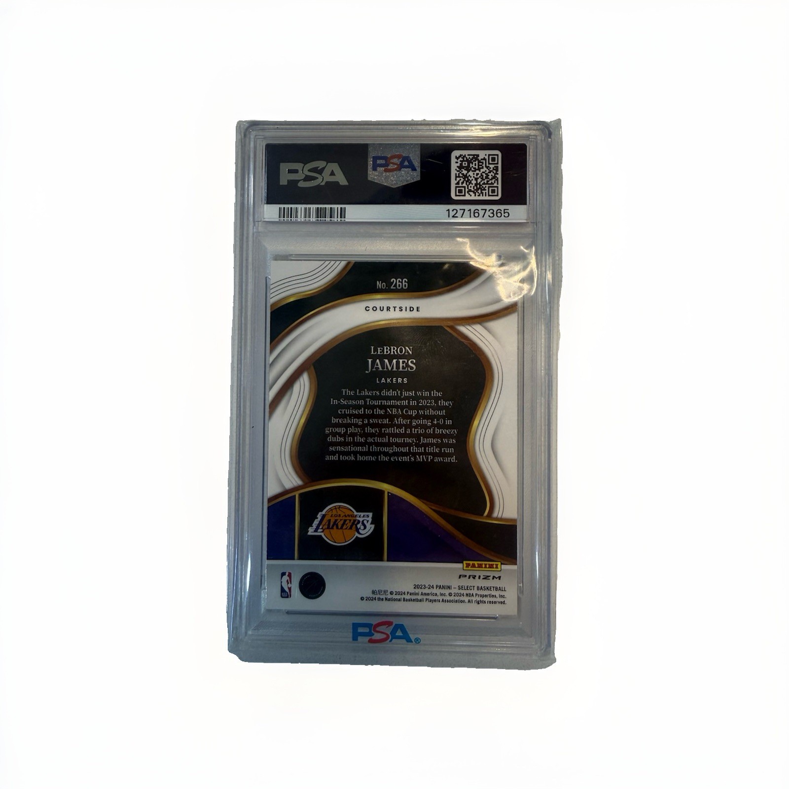 2023-24 Panini Select LeBron James Courtside Tectonic Prizm #266 PSA 10