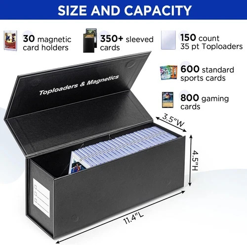 Top Loaders Storage Box for Trading Cards, Vertical Magnetic Closure Sports Card
