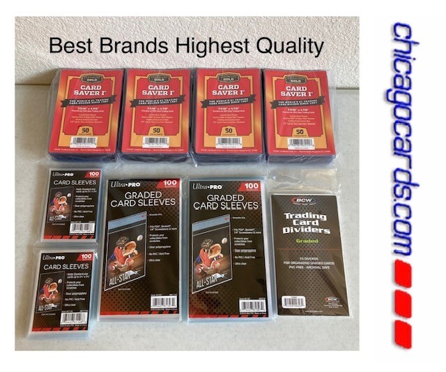 200 Card Saver-1, 200 Ultra Pro Graded Card Bag Soft Sleeve & 10 BCW Dividers FS