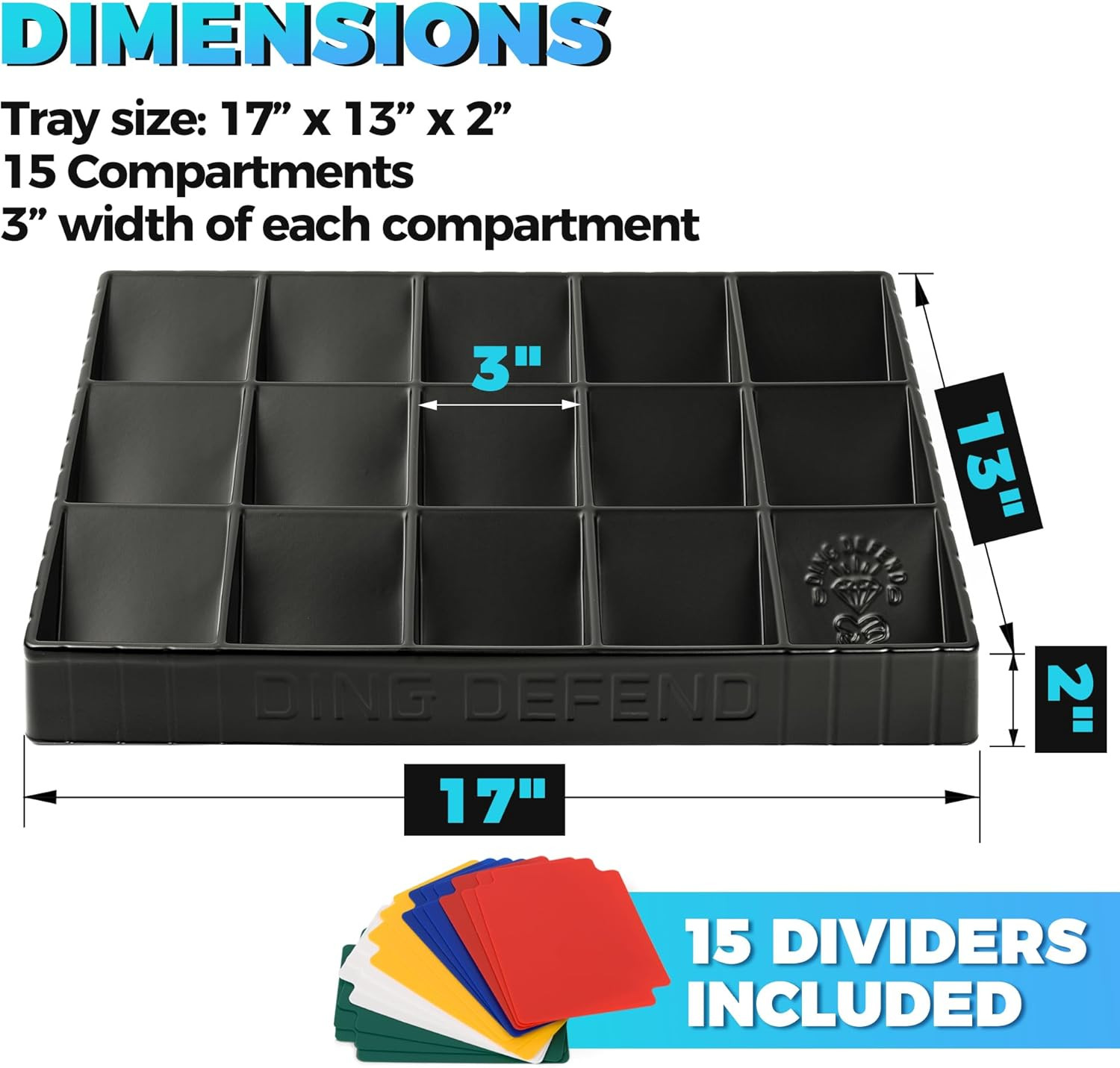Stackable 15-Compartment Card Sorting Tray with Dividers