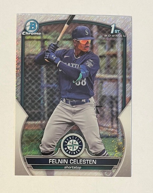 Felnin Celesten – 2025 Bowman Chrome 1st Bowman – Shimmer Refractor – Mariners