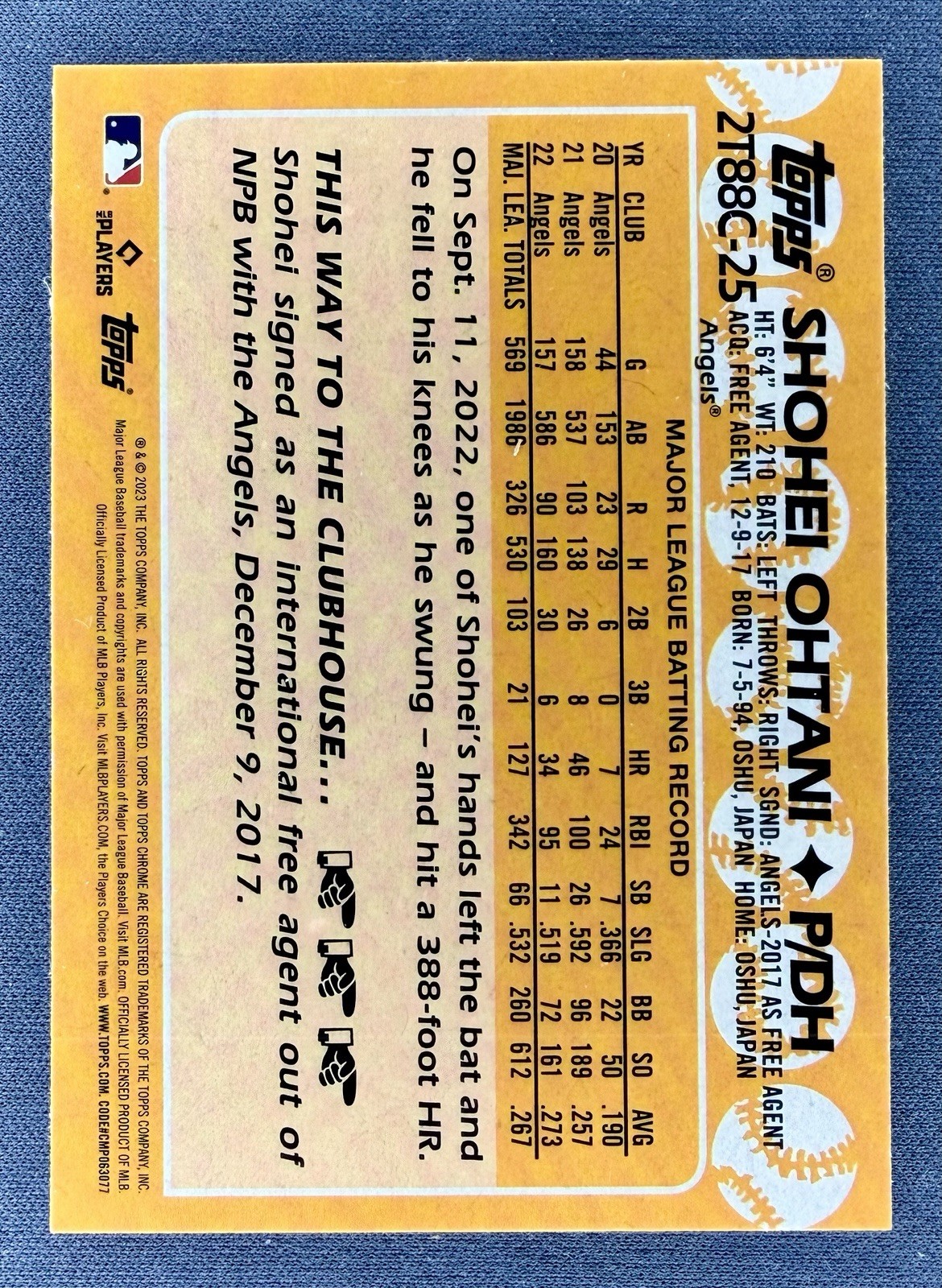 2023 Topps #2T88C-25 Shohei Ohtani SILVER PACK 1988 TOPPS CHROME MOJO REFRACTOR