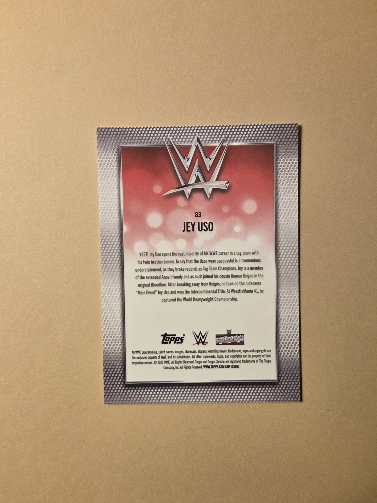 2026 Topps Chrome WWE Jey Uso Red RayWave /5 #83
