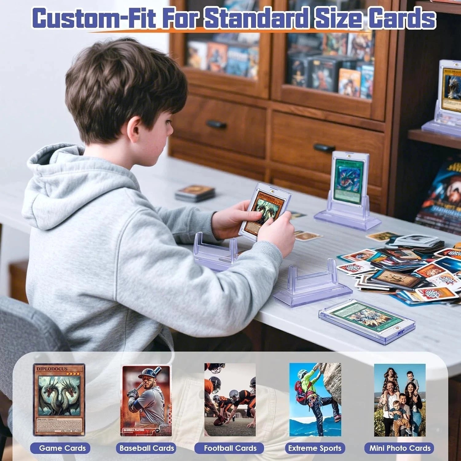 12Pcs Magnetic Card Holders 35pt with 12 Stands – Standard Trading Card Cases