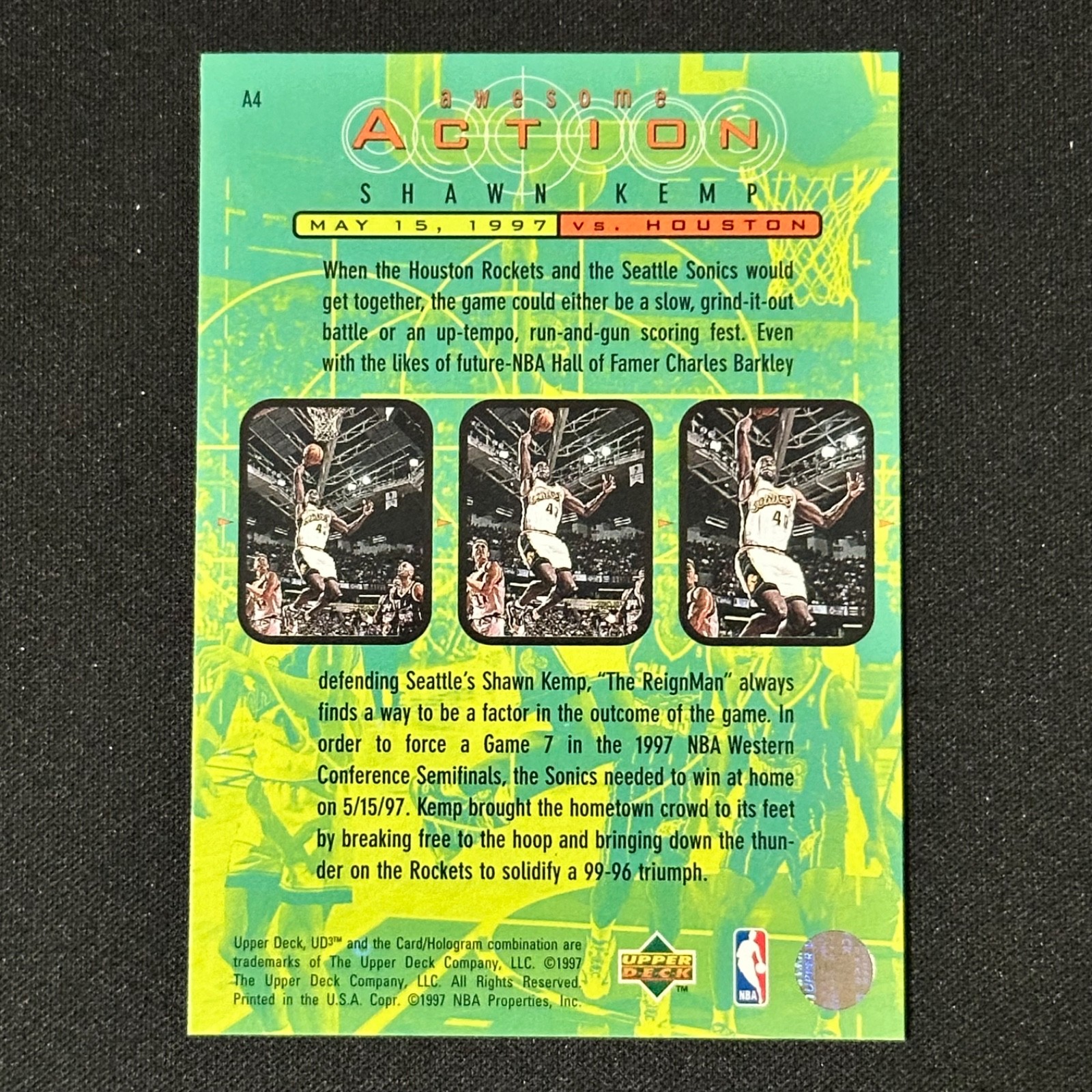 1997-98 Upper Deck UD3 Shawn Kemp Awesome Action #A4