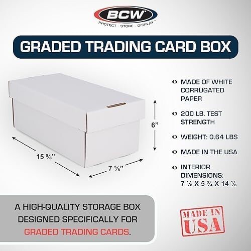 10 BCW Graded Card Shoe Storage Box 2 Row Cardboard Lid PSA Beckett Trading BGS