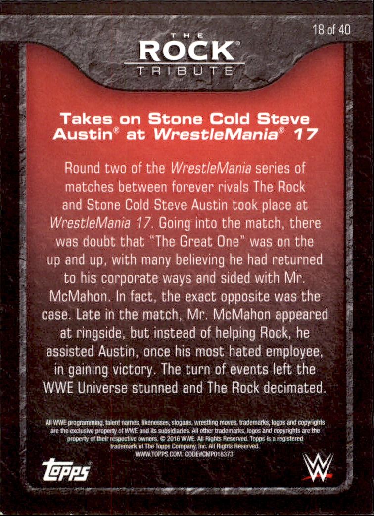 The Rock 2016 Topps WWE The Rock Tribute #18