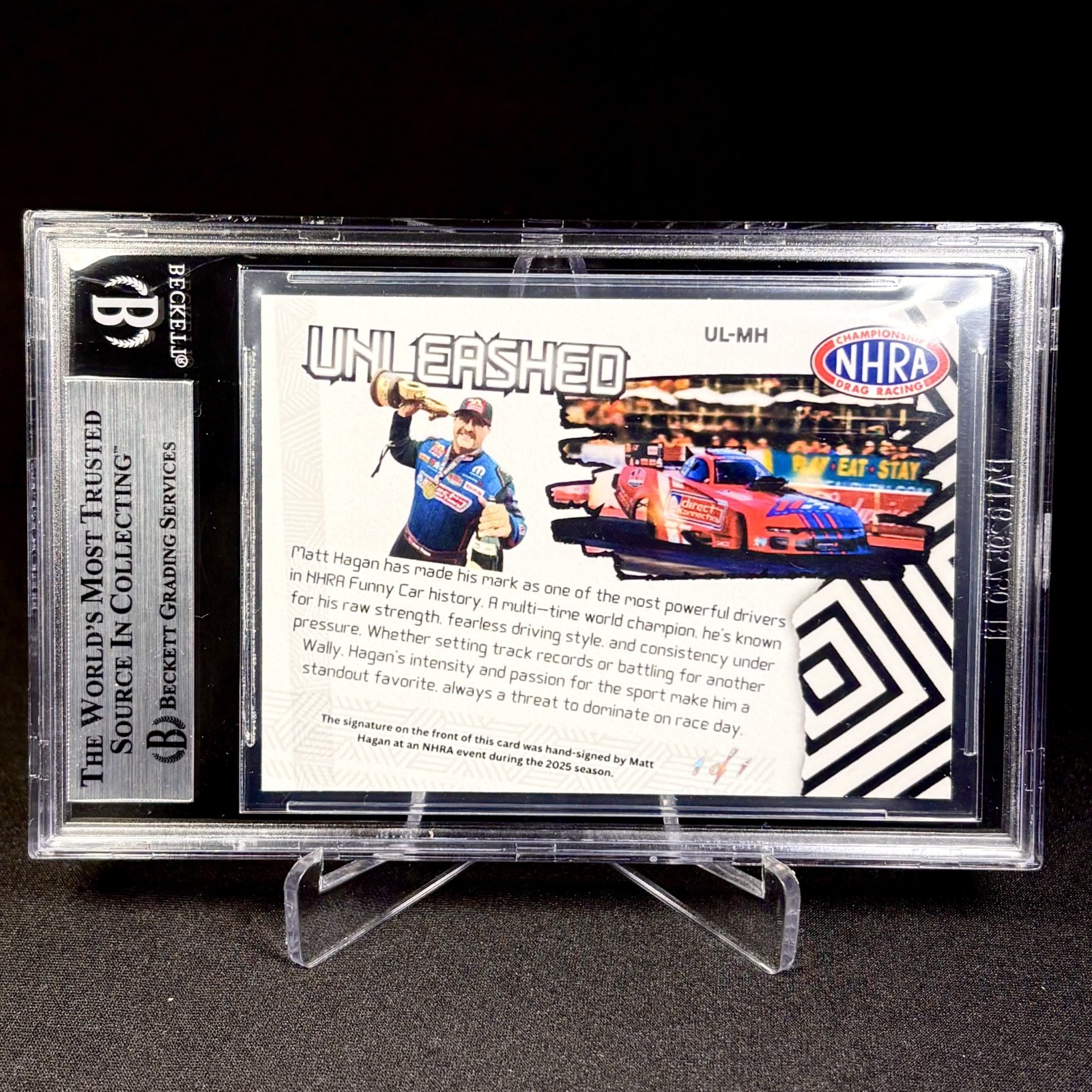 Matt Hagan Custom Superfractor 1/1 auto NHRA Drag Racin UNLEASHED Gold Vinyl