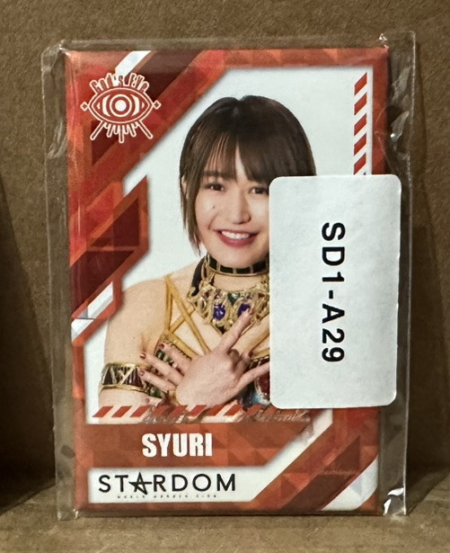 NEW Syuri 2023 Stardom X Webpon 3″ Pinback Rectangle Metal Badge God’s Eye👀