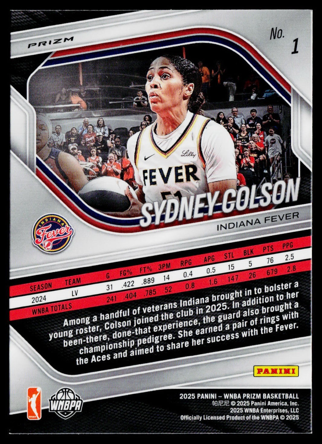 2025 Prizm WNBA Sydney Colson #1 White Seismic