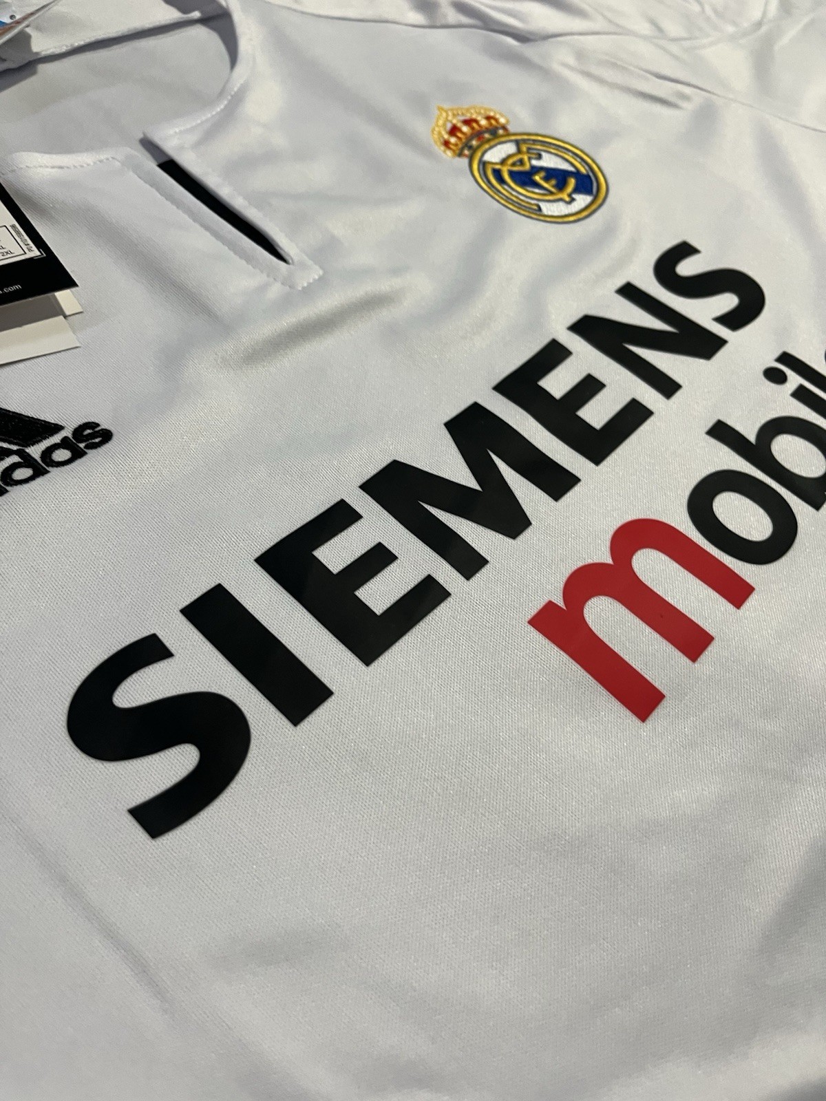 Real Madrid Soccer Jersey Shirt White SIEMENS Mobile size XL