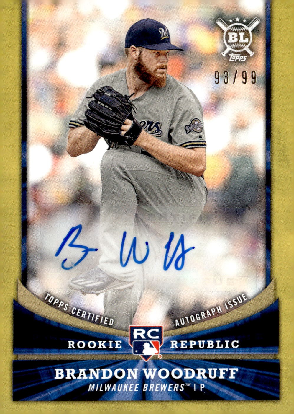 2018 Topps Big League #RR-BW Brandon Woodruff Rookie Republic Auto Gold #/99