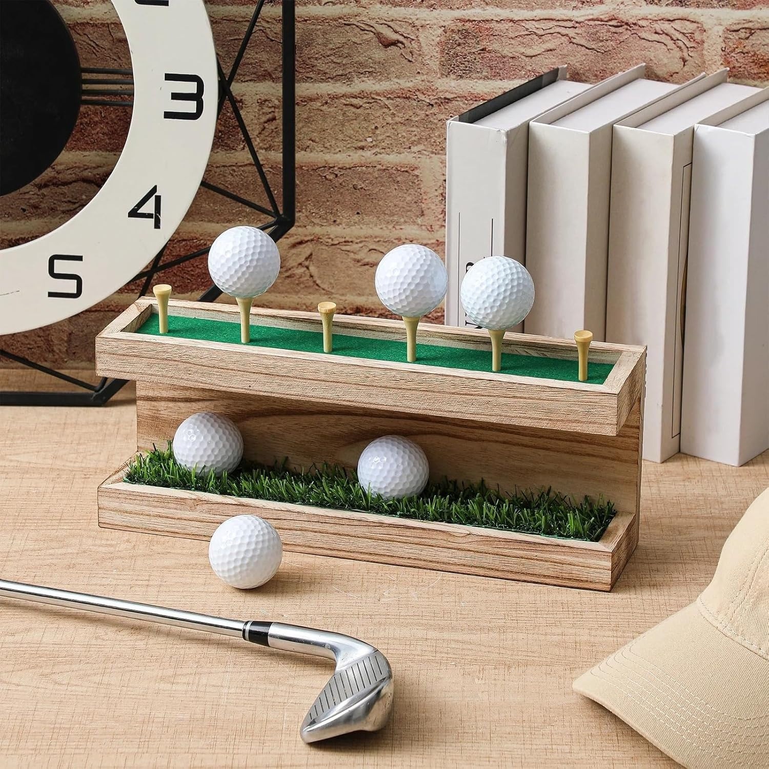 12.5 x 3 Inch Rustic Golf Ball Holder，Wall Mounted Vintage Display Stand Floatin