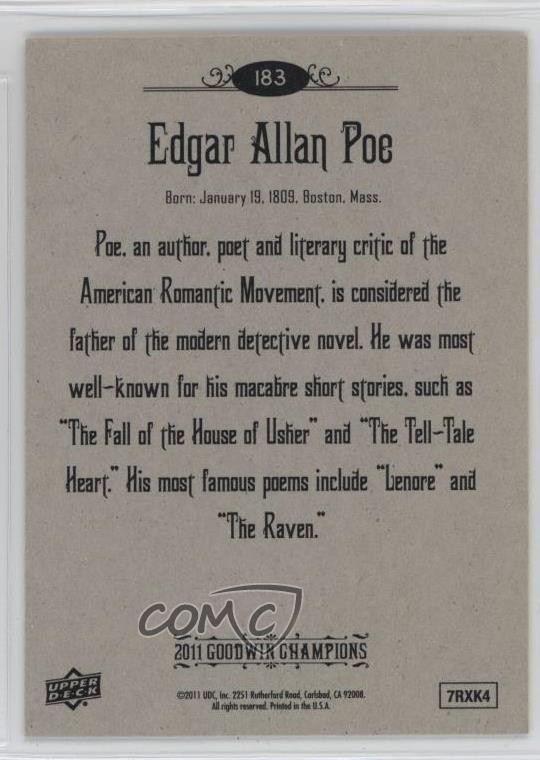 2011 Upper Deck Goodwin Champions Edgar Allan Poe Edgar Allen Poe #183 1md