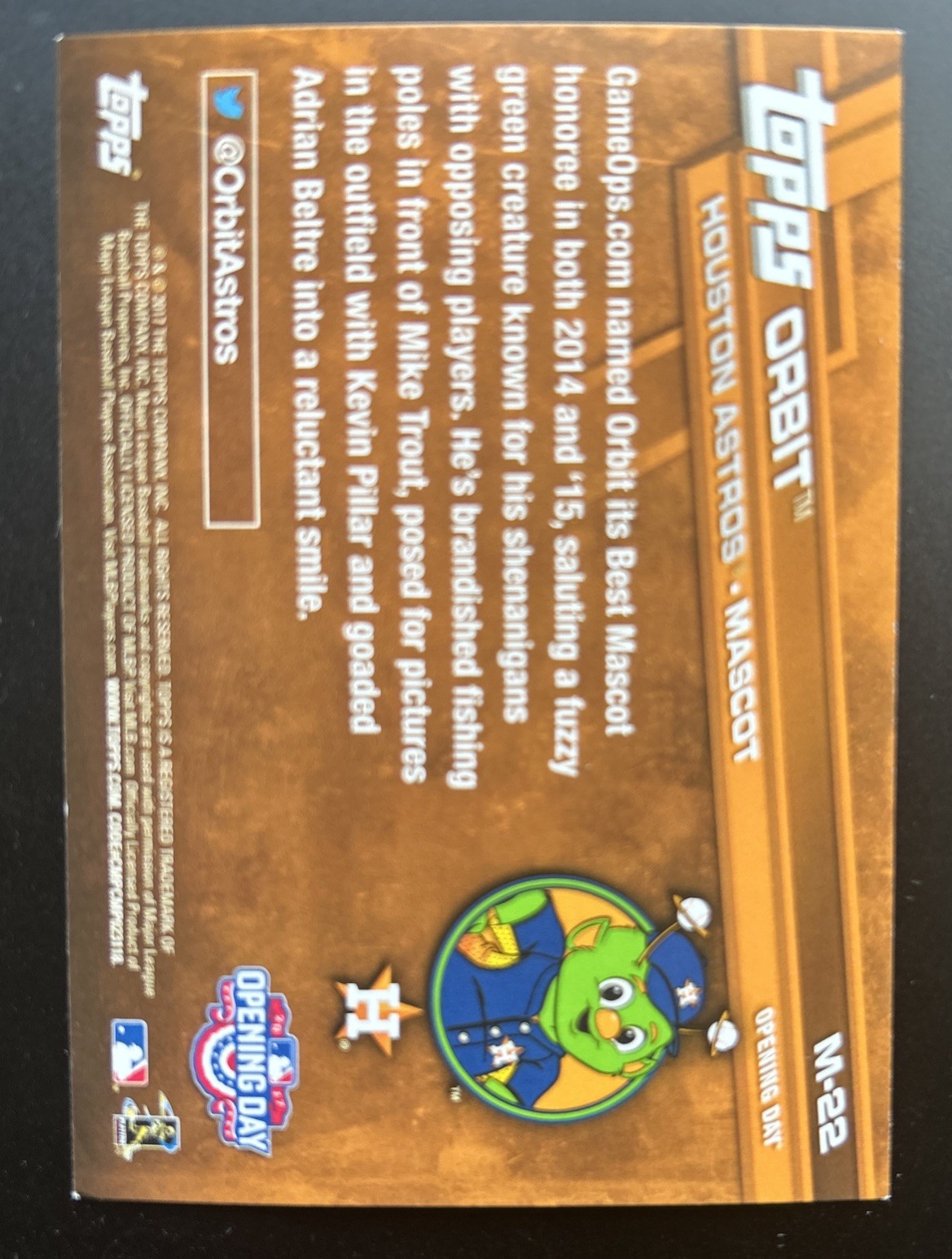 MLB Mascot Lot (6) 2017 Topps Opening Day Baseball – Reds Braves Marlins Astros