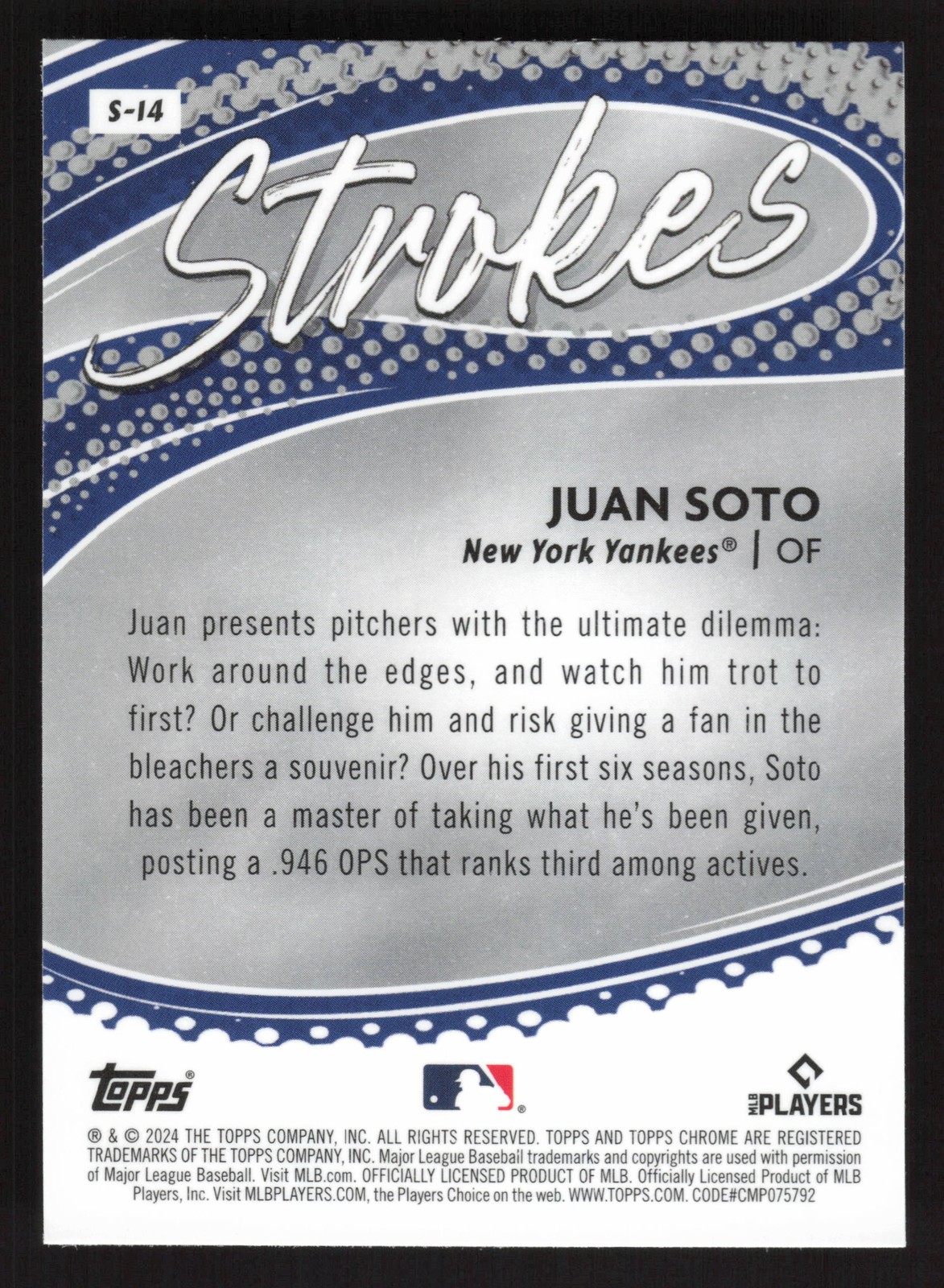 2024 Topps Chrome – Strokes – #S-14 Juan Soto – New York Yankees