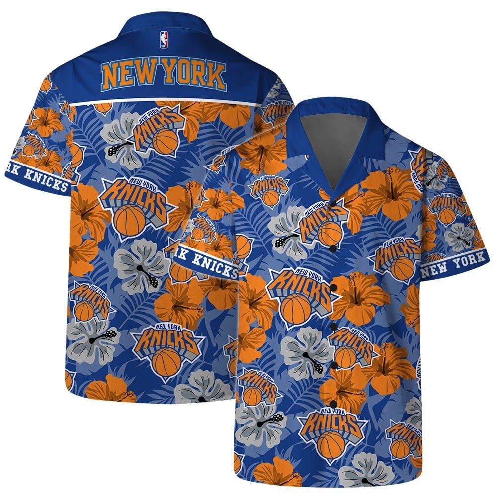 New York Basketball Team Knickss Hawaiian Button Down Shirt Unisex Adults S-5XL