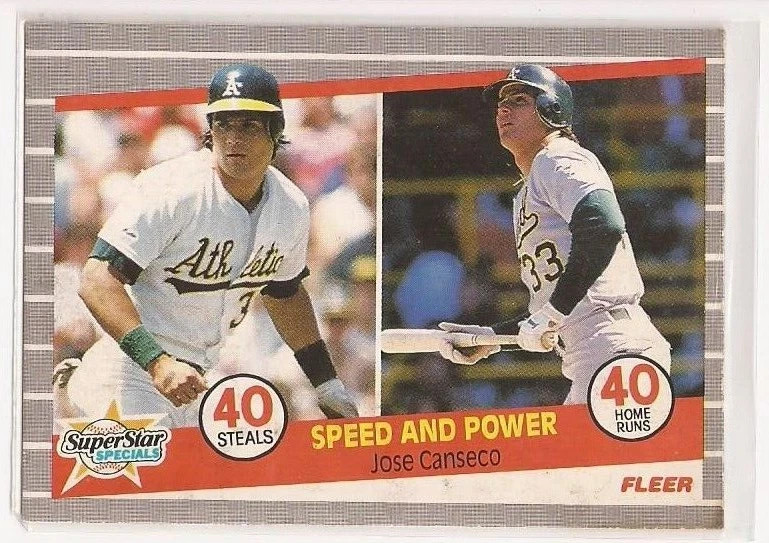 1989 Fleer Speed and Power Jose Canseco 40/40 Card #628 – Oakland Athletics