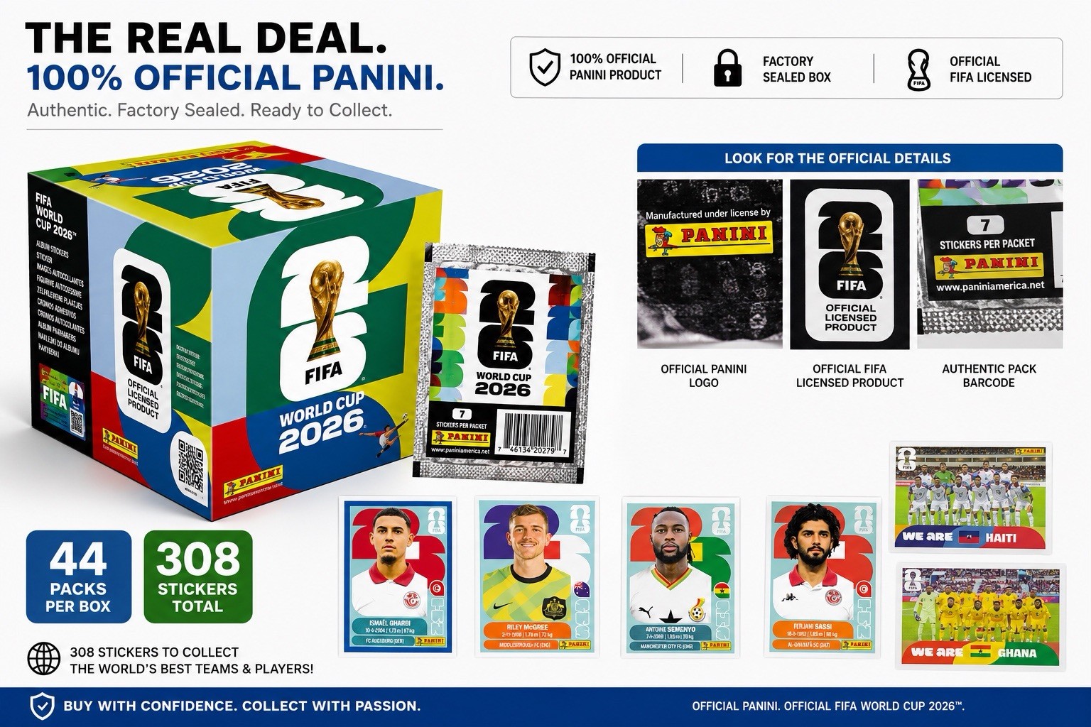 2026 Panini FIFA World Cup Factory Sealed Stickers 44Pack 308stickers US Edition
