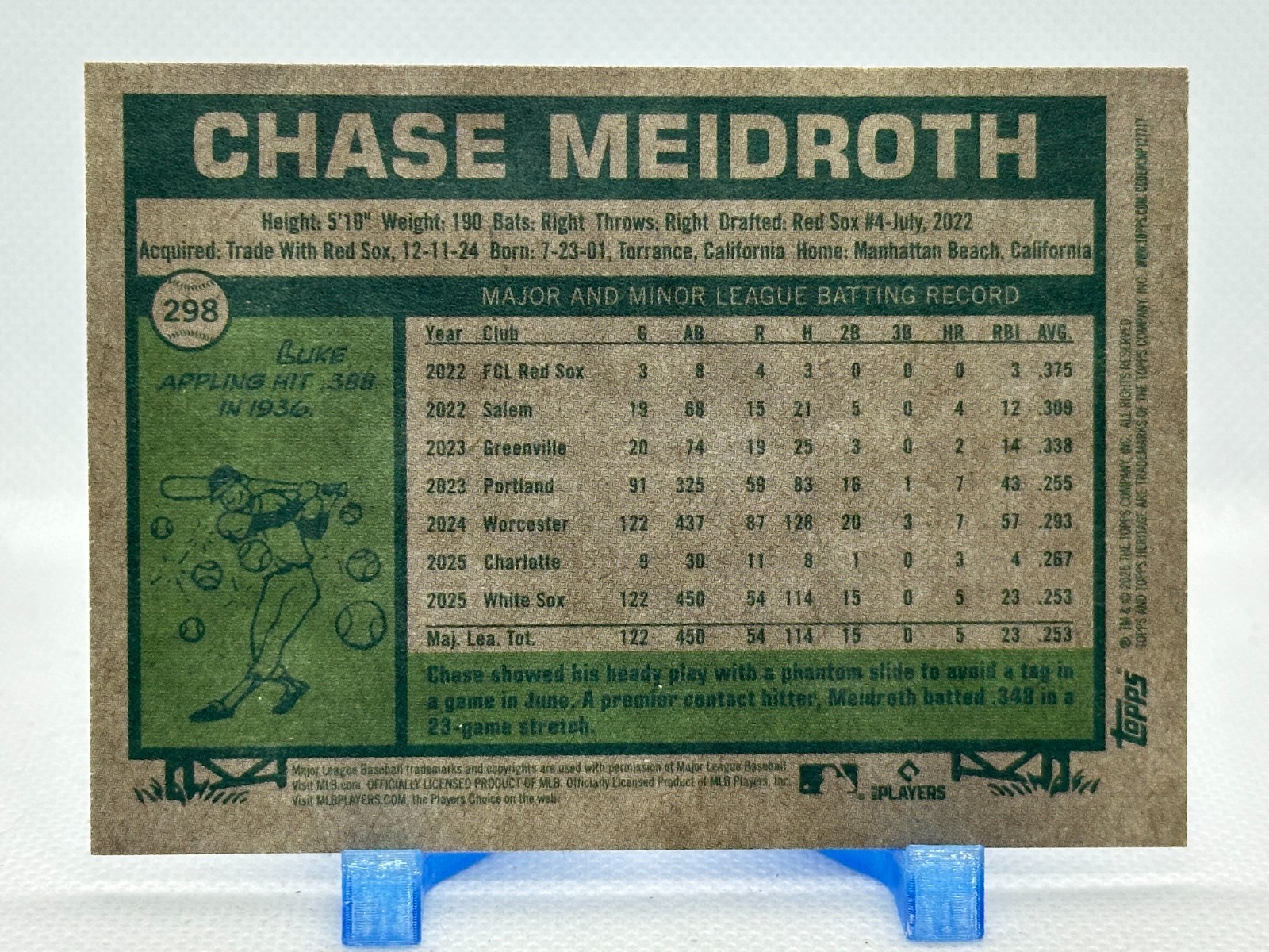 Chase Meidroth 2026 Topps Heritage #298 – Chicago White Sox