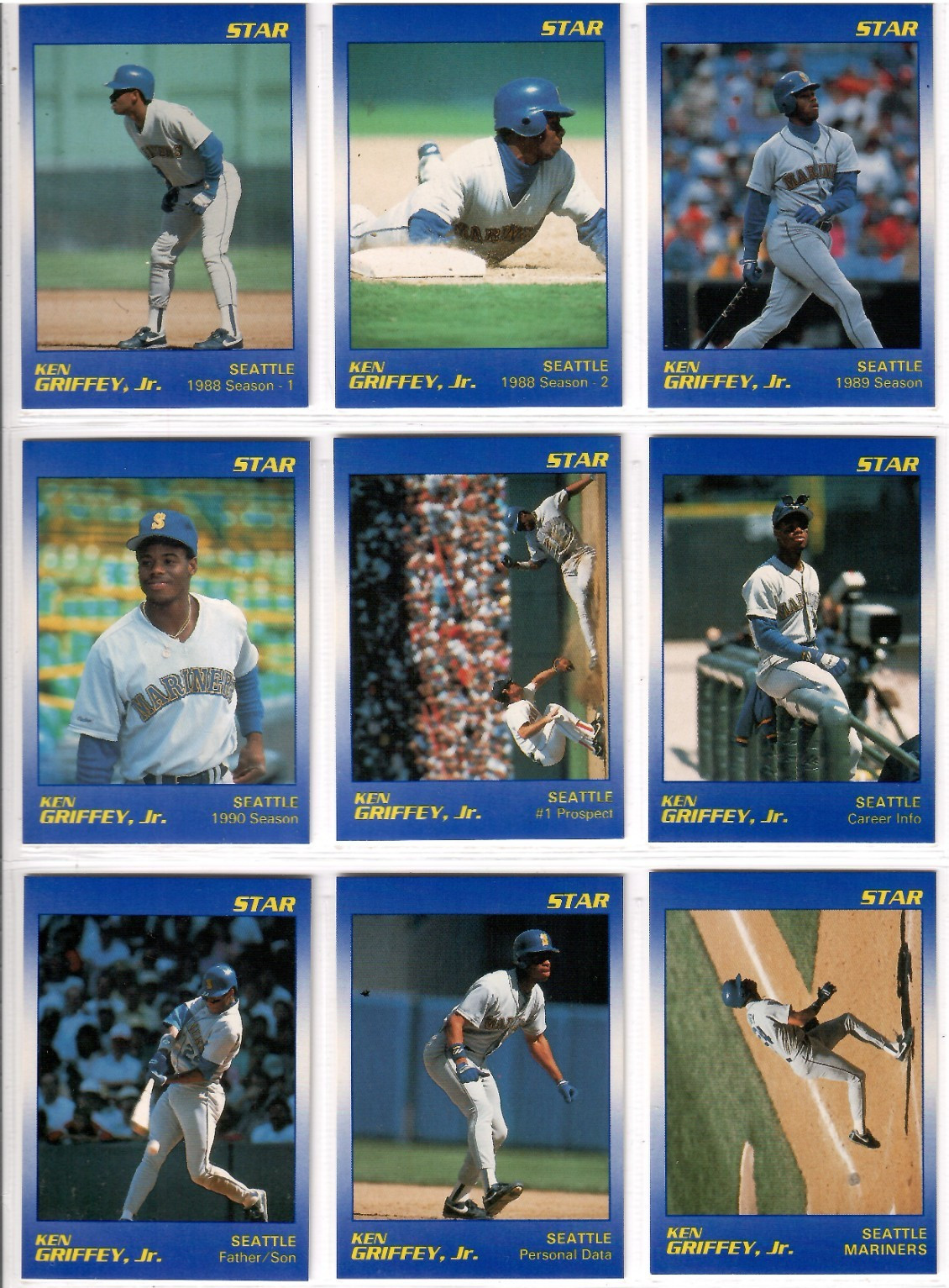 Ken Griffey Jr 1990 Star Company Seattle Mariners 11-card Baseball Set