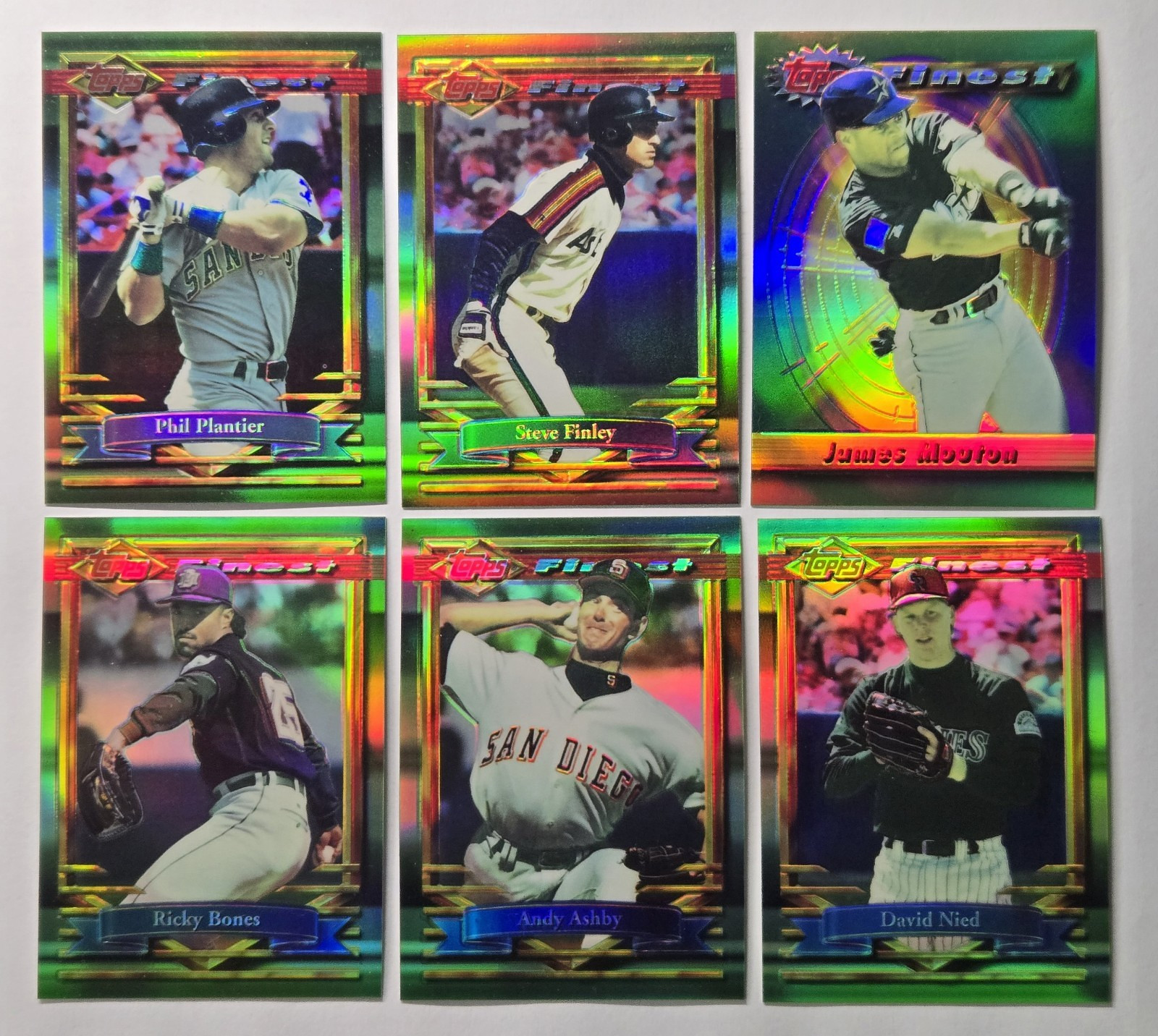 1994 TOPPS FINEST REFRACTOR 🌈 BASEBALL STEVE FINLEY DAVID NIED LOT (6)