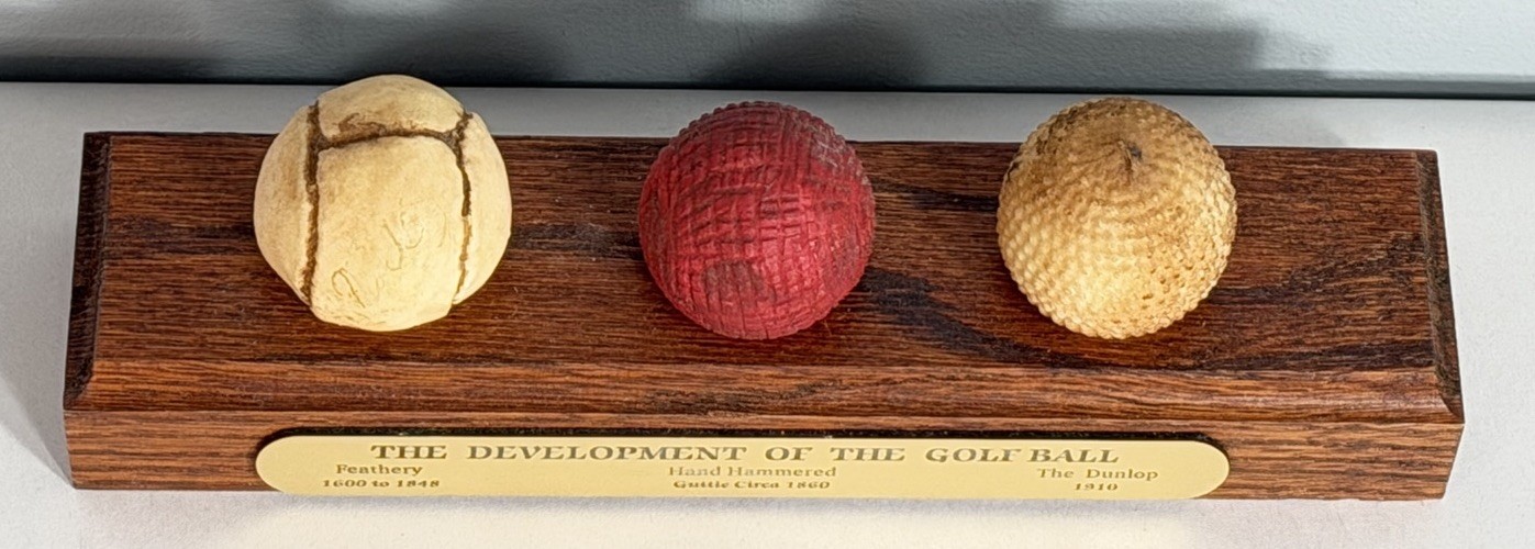 The Development Of The Golf Ball History Desktop Paperweight 1600-1910 Vintage