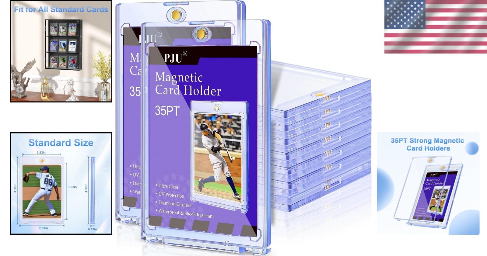 Clear Magnetic Card Holders – 35pt Thickness with U-V Protection, 30 Count