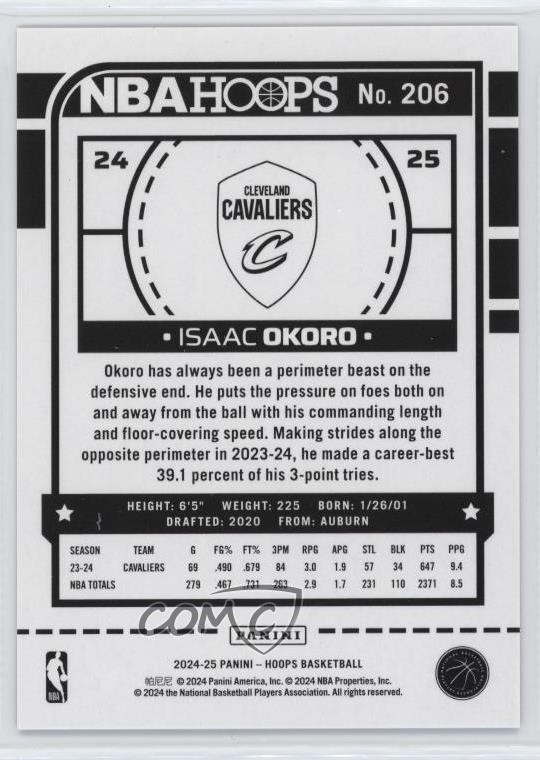 2024-25 Panini NBA Hoops Red Scope /49 Isaac Okoro #206 1ph6