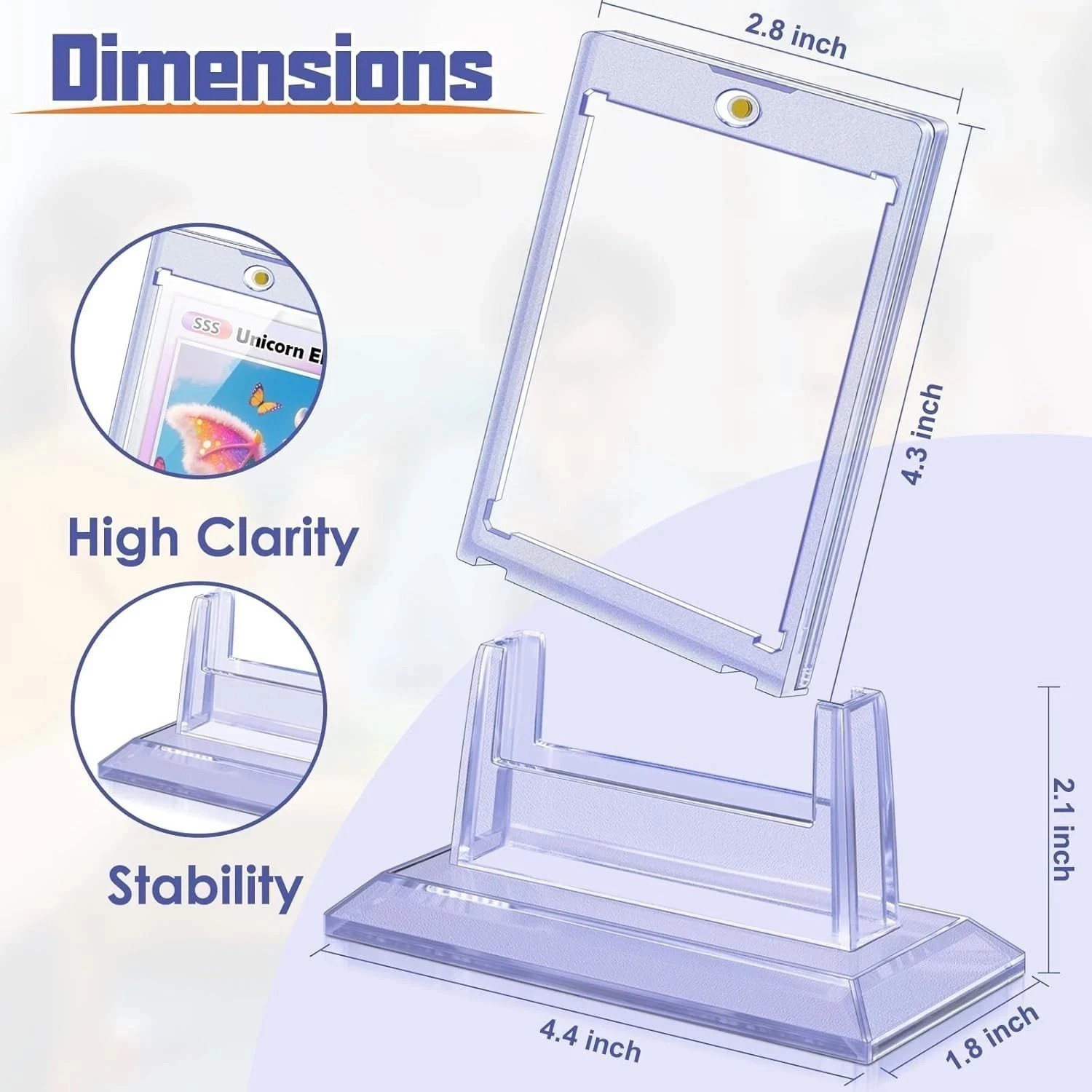 12Pcs Magnetic Card Holders 35pt with 12 Stands – Standard Trading Card Cases