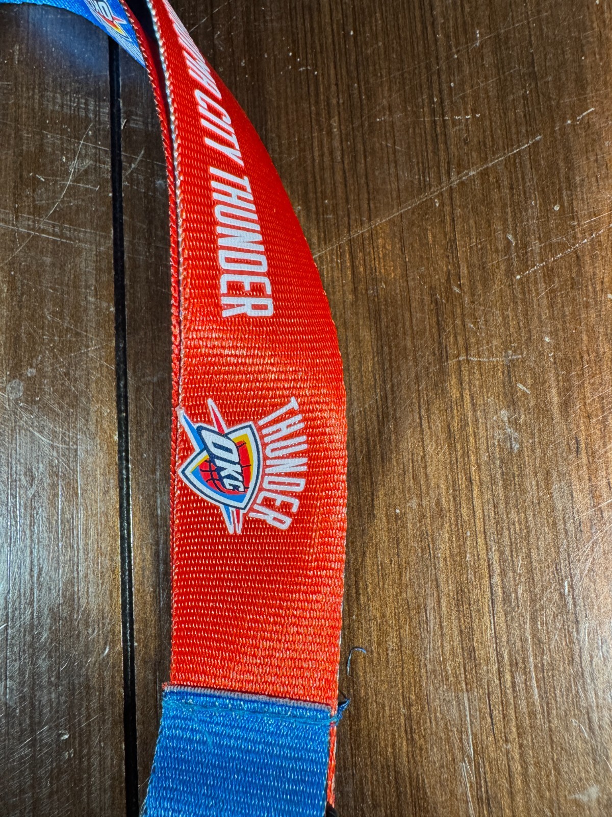 Oklahoma City Thunder OKC NBA Lanyard Detachable Key Chain Reversible Blue/Red