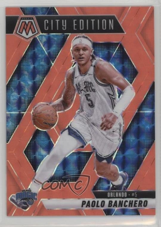 2024-25 Panini Mosaic City Edition Fluorescent Red Prizm /75 Paolo Banchero 1ph6