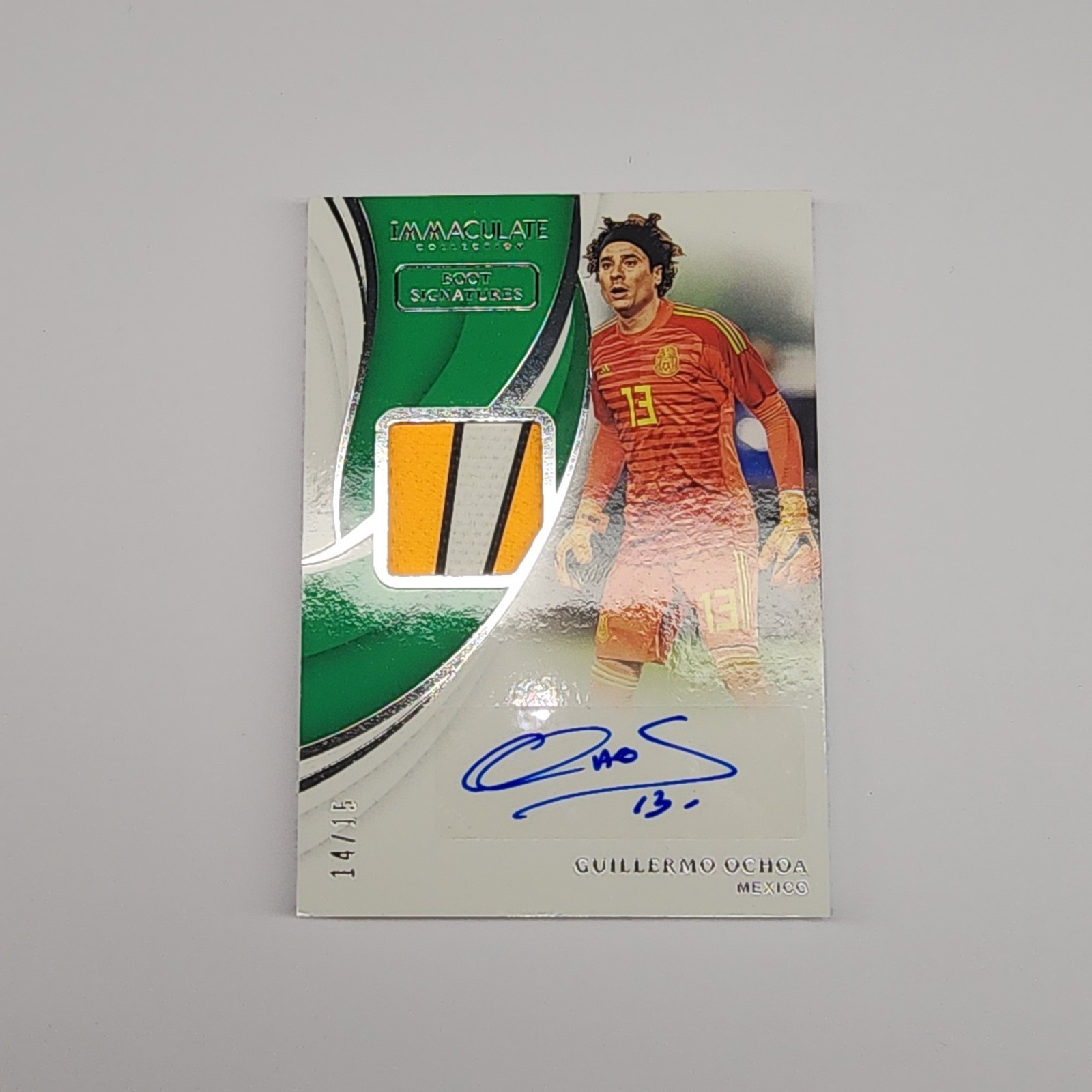 Guillermo Ochoa NIKE LOGO 2018-19 Panini Immaculate Mexico Boot Patch Auto /15