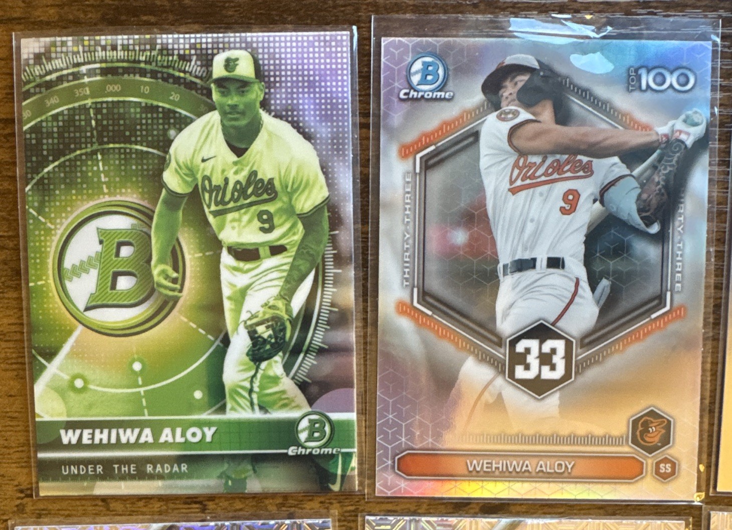 Wehiwa Aloy Bowman Chrome Mojo 1st Orioles 15 Card Lot Top 100 BCP-135 UR-17