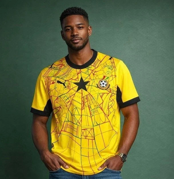 PUMA Ghana 2026 World Cup Jersey Black Stars Yellow ‘ASANSE” Men’s Size Large